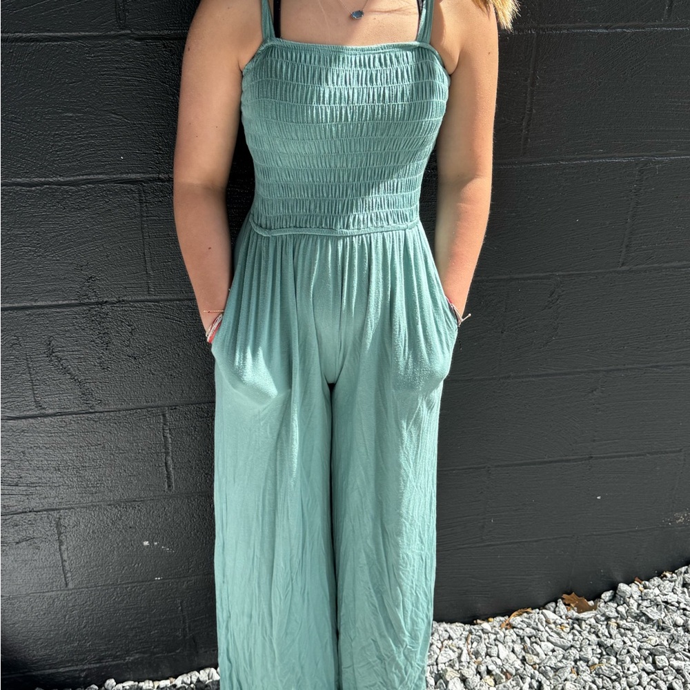 ALTAR’D STATE Romper- long Seafoam green